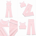Contrast Trim Flare Yoga Set - Baby Pink front