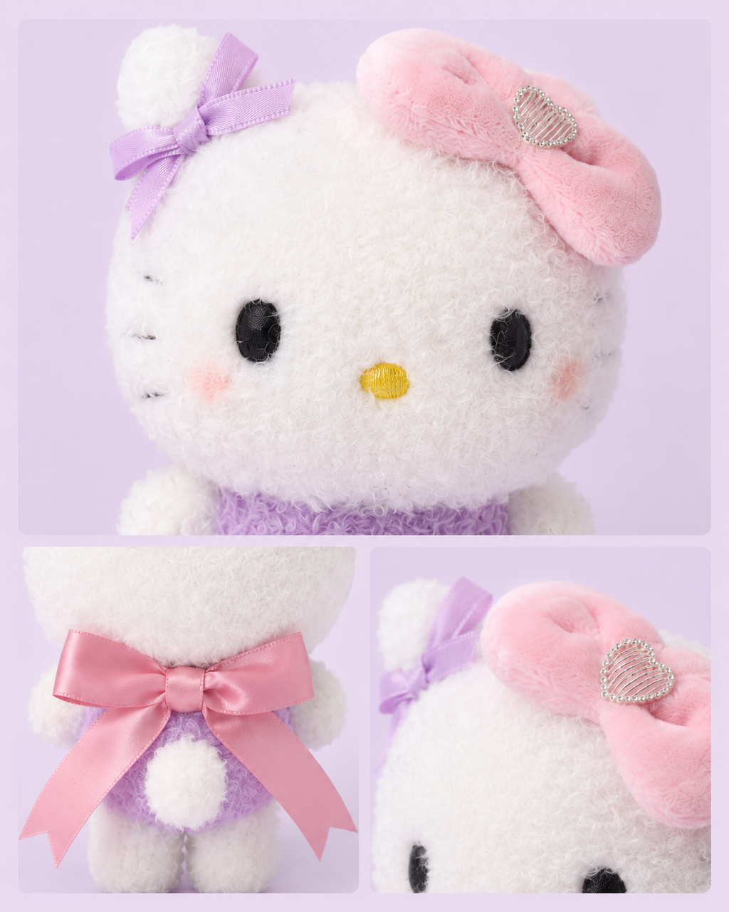 Lilac Bow Fluffy Kitty Plush Charm styled view