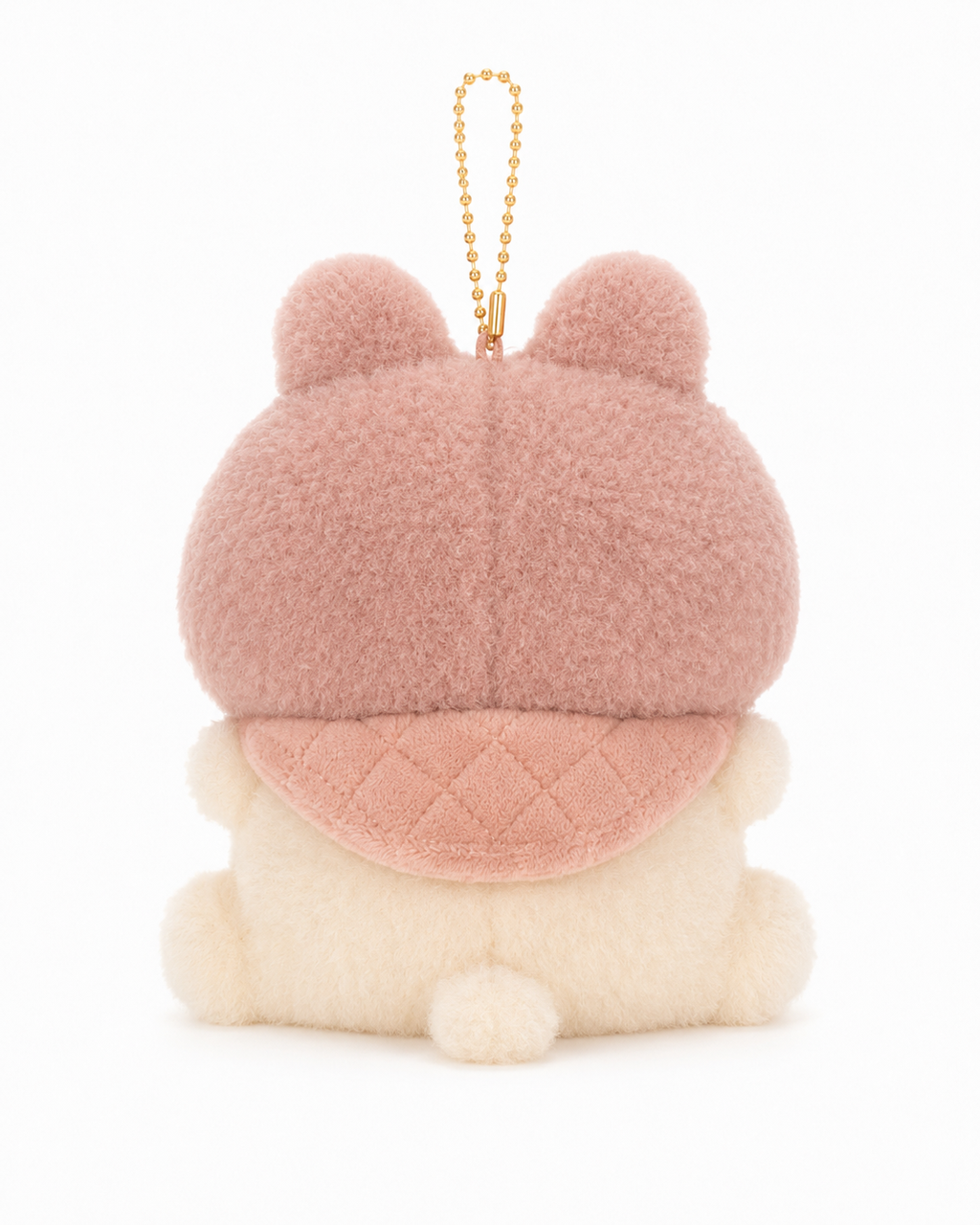Creamy Pink Bear Hood Plush Keychain Charm alternate view