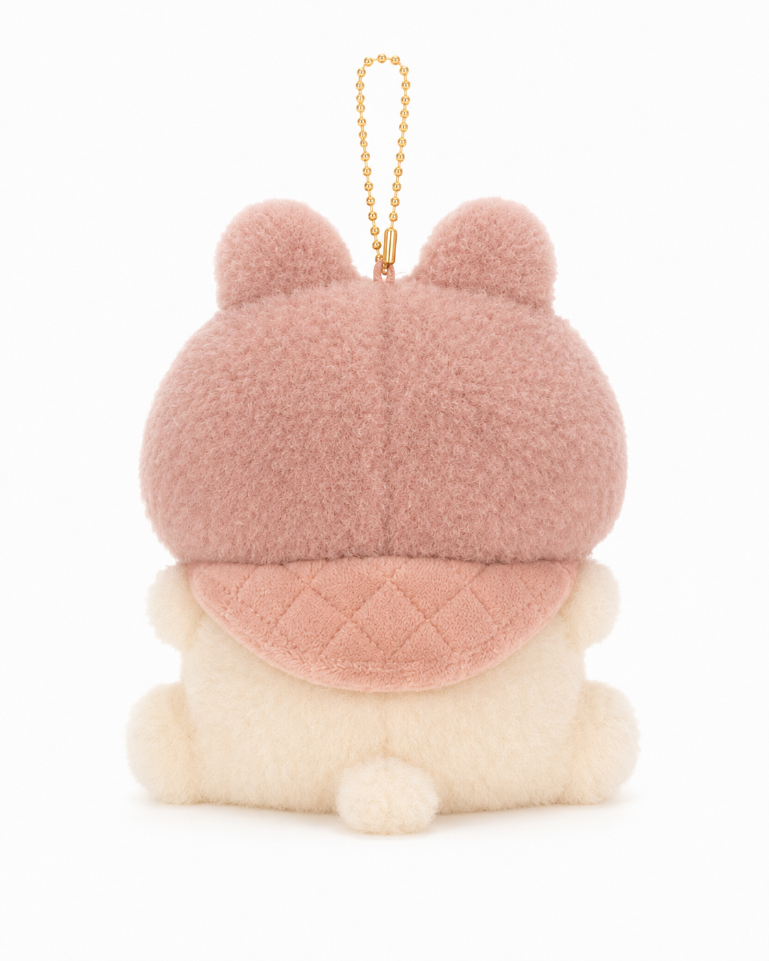 Creamy Pink Bear Hood Plush Keychain Charm alternate view