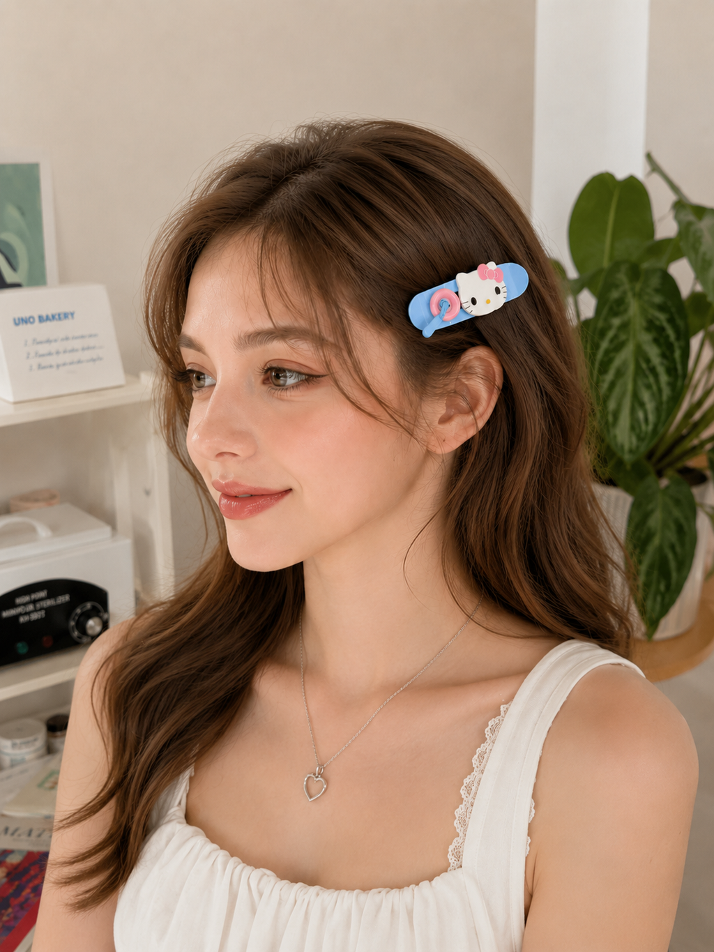 Hello Kitty Blue Candy Hair Clip model styling