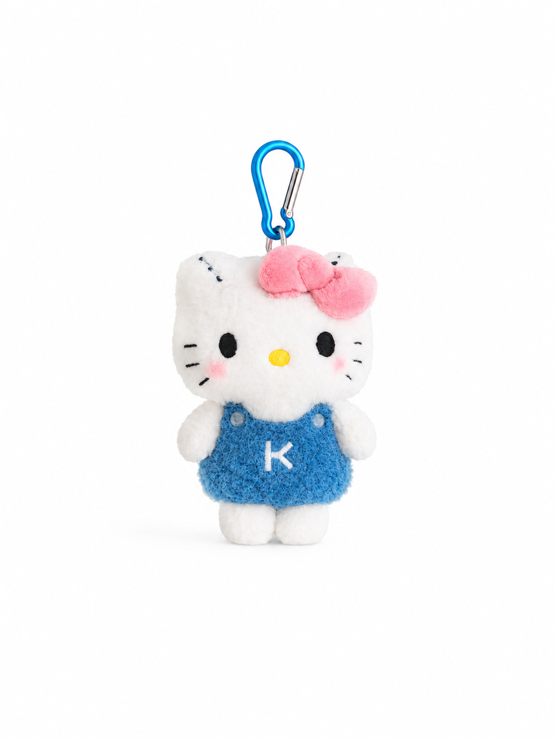 Sanrio Hello Kitty Blue Overall Plush Keychain Charm full front view