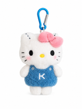 Sanrio Hello Kitty Blue Overall Plush Keychain Charm front view
