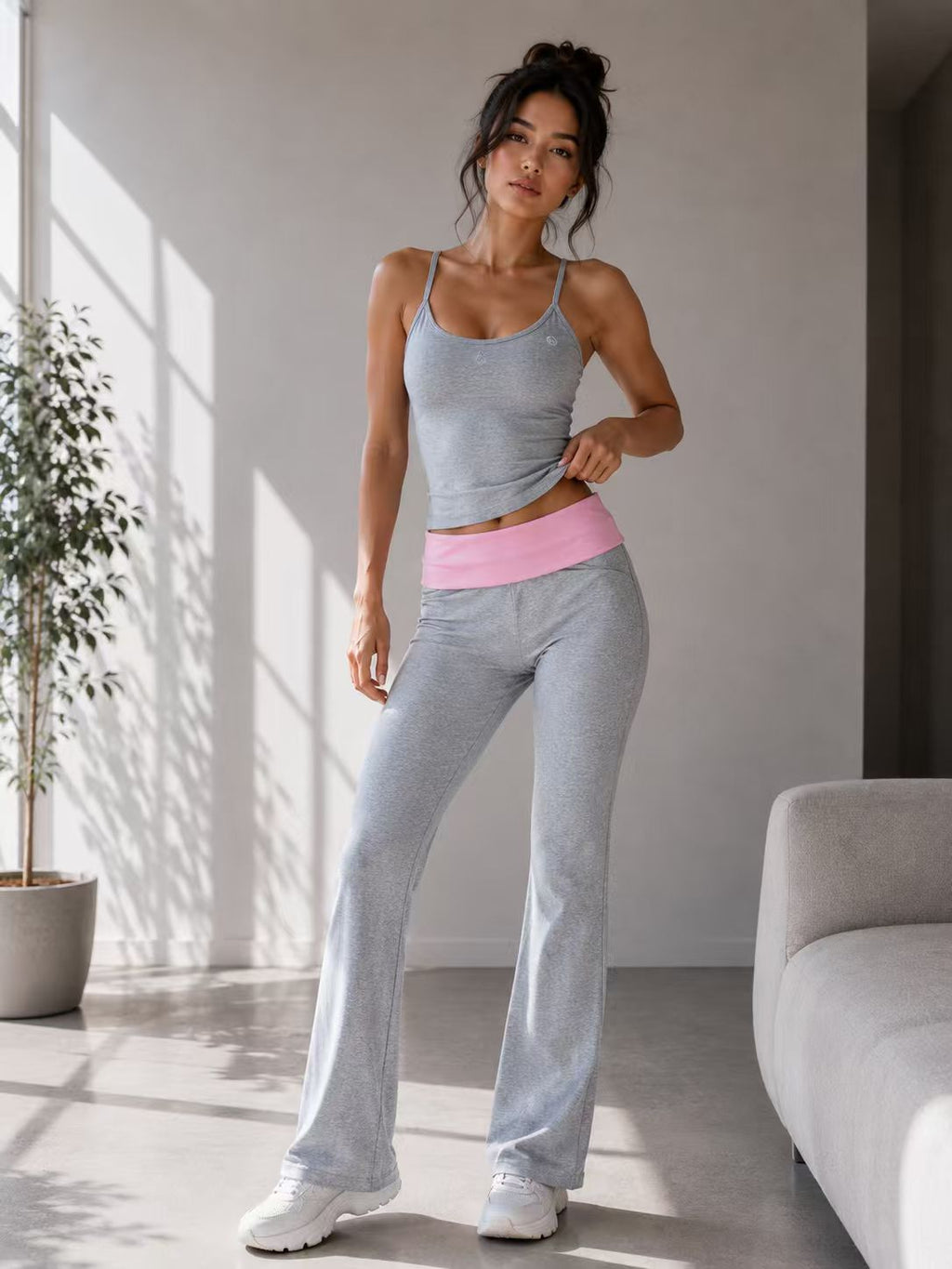 Blush Waist Flare Yoga Pants model