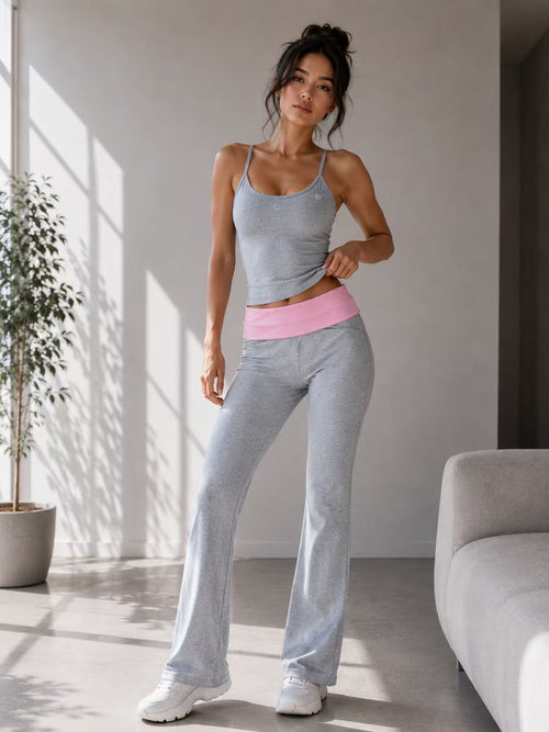 Blush Waist Flare Yoga Pants model