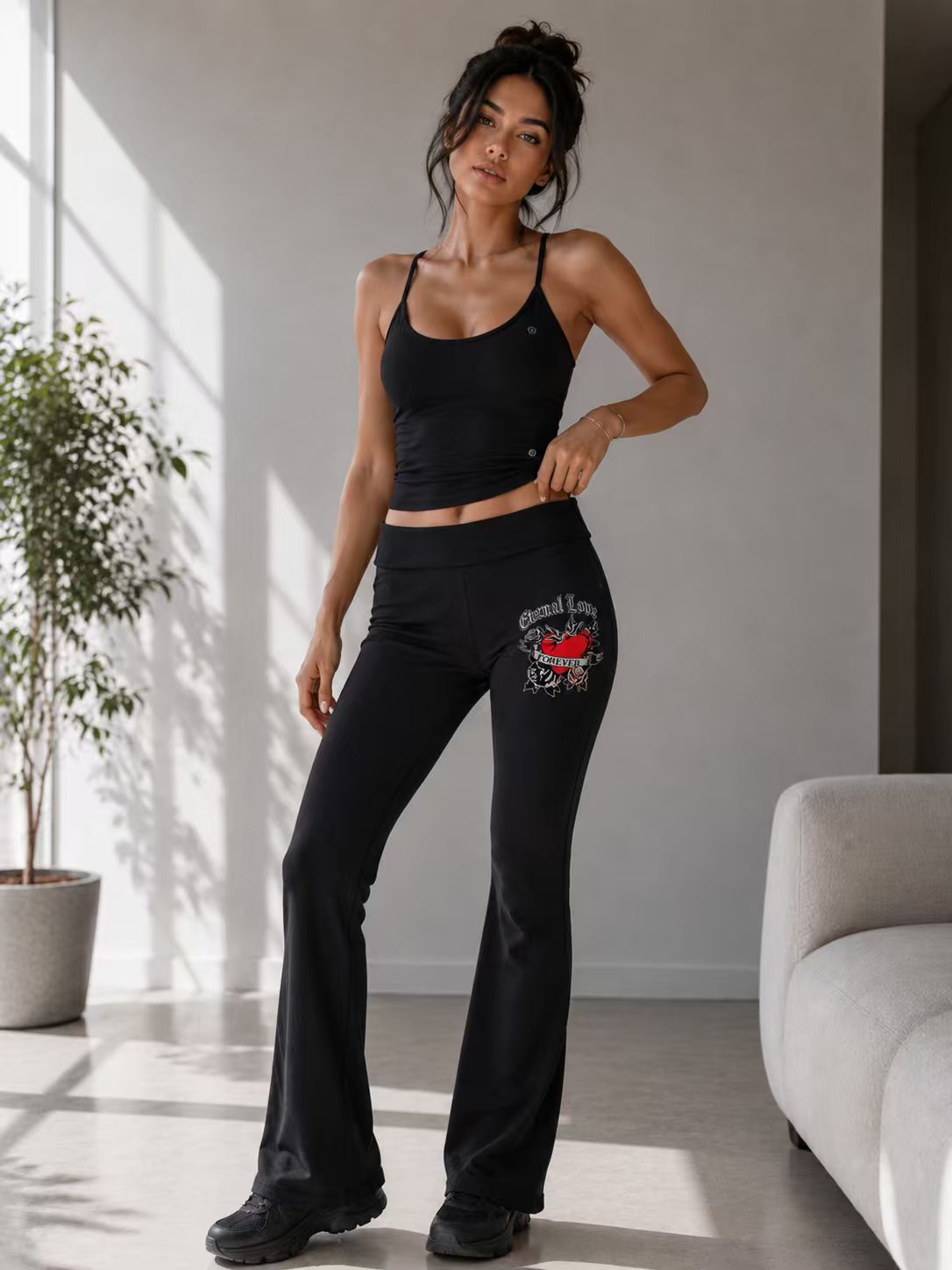 Eternal Heart Flare Yoga Pants black front