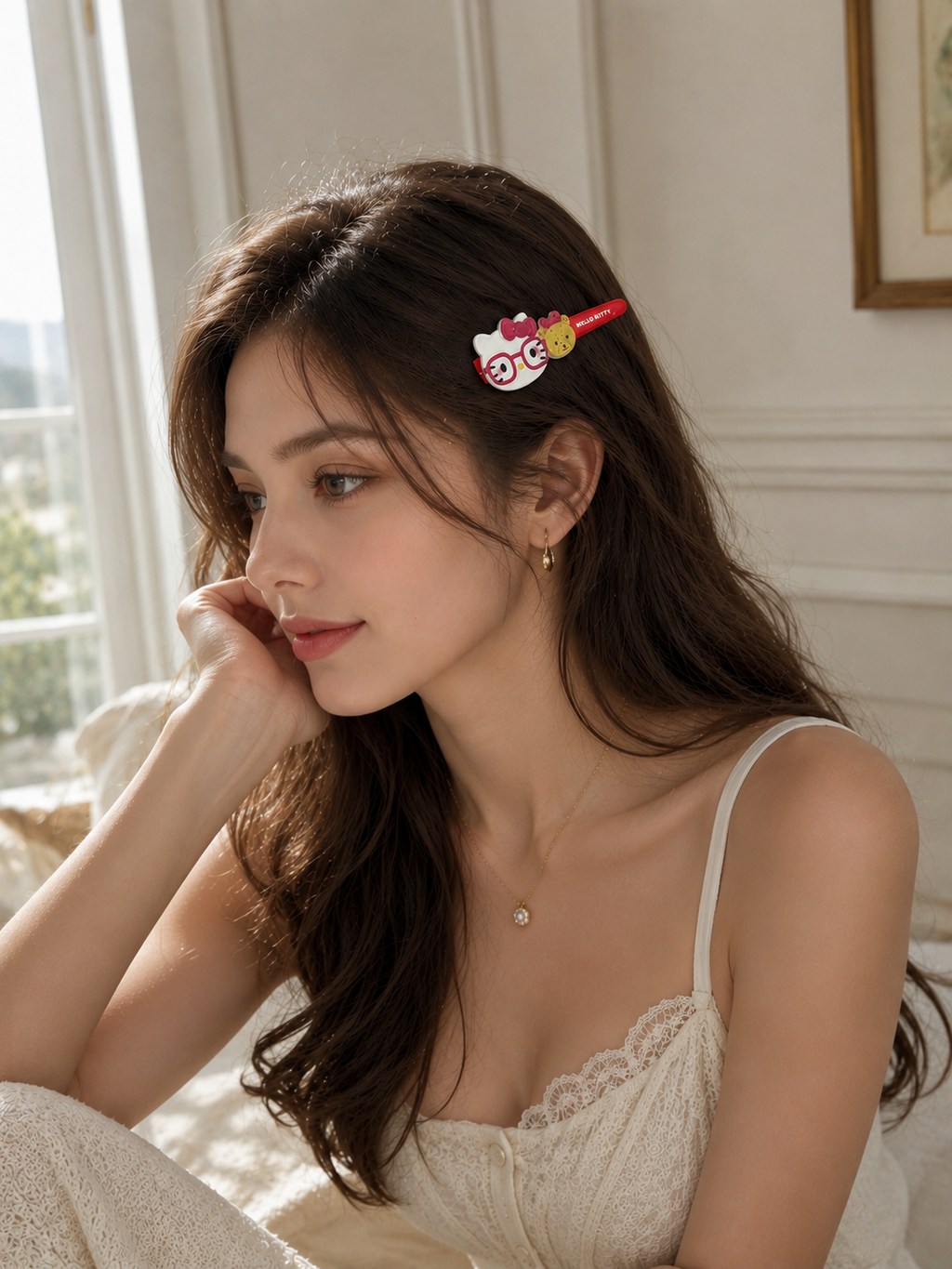 Hello Kitty Glasses Bear Hair Clip side styling