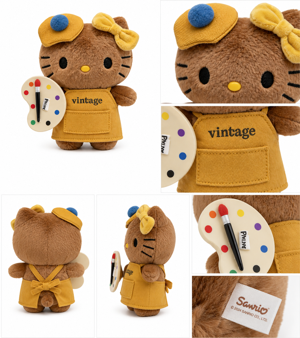 Hello Kitty Vintage Artist Plush Keychain detail collage