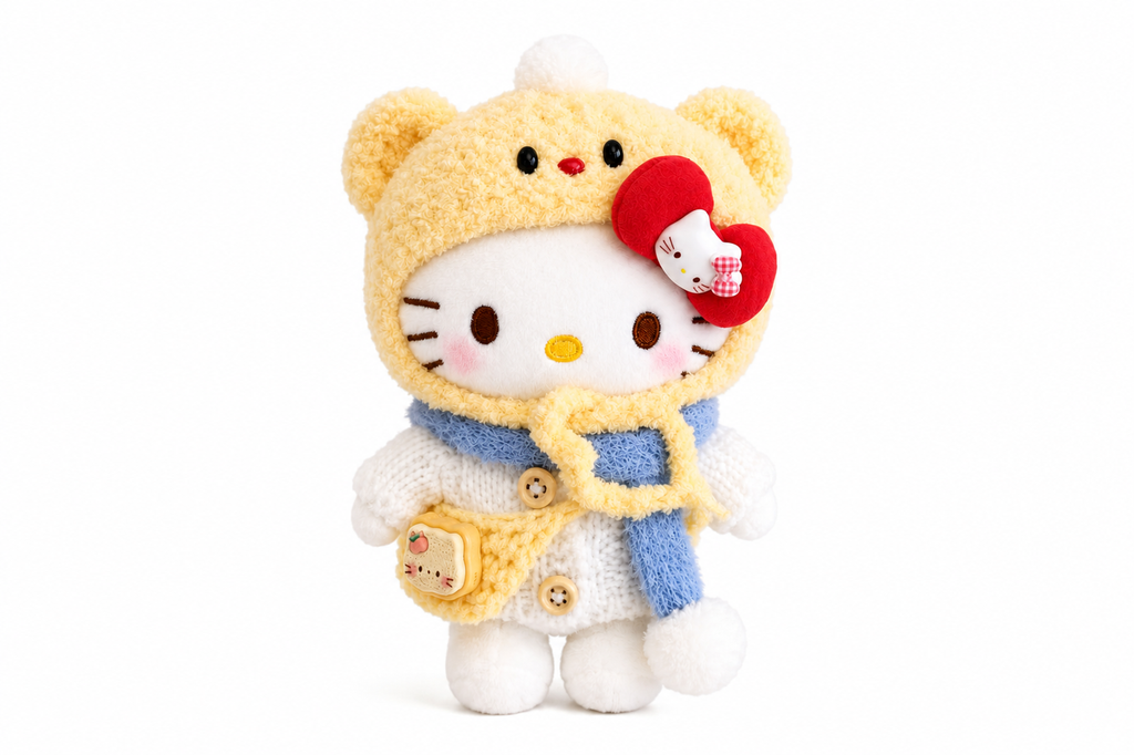 Sanrio Hello Kitty Bear Hoodie Plush Keychain front view