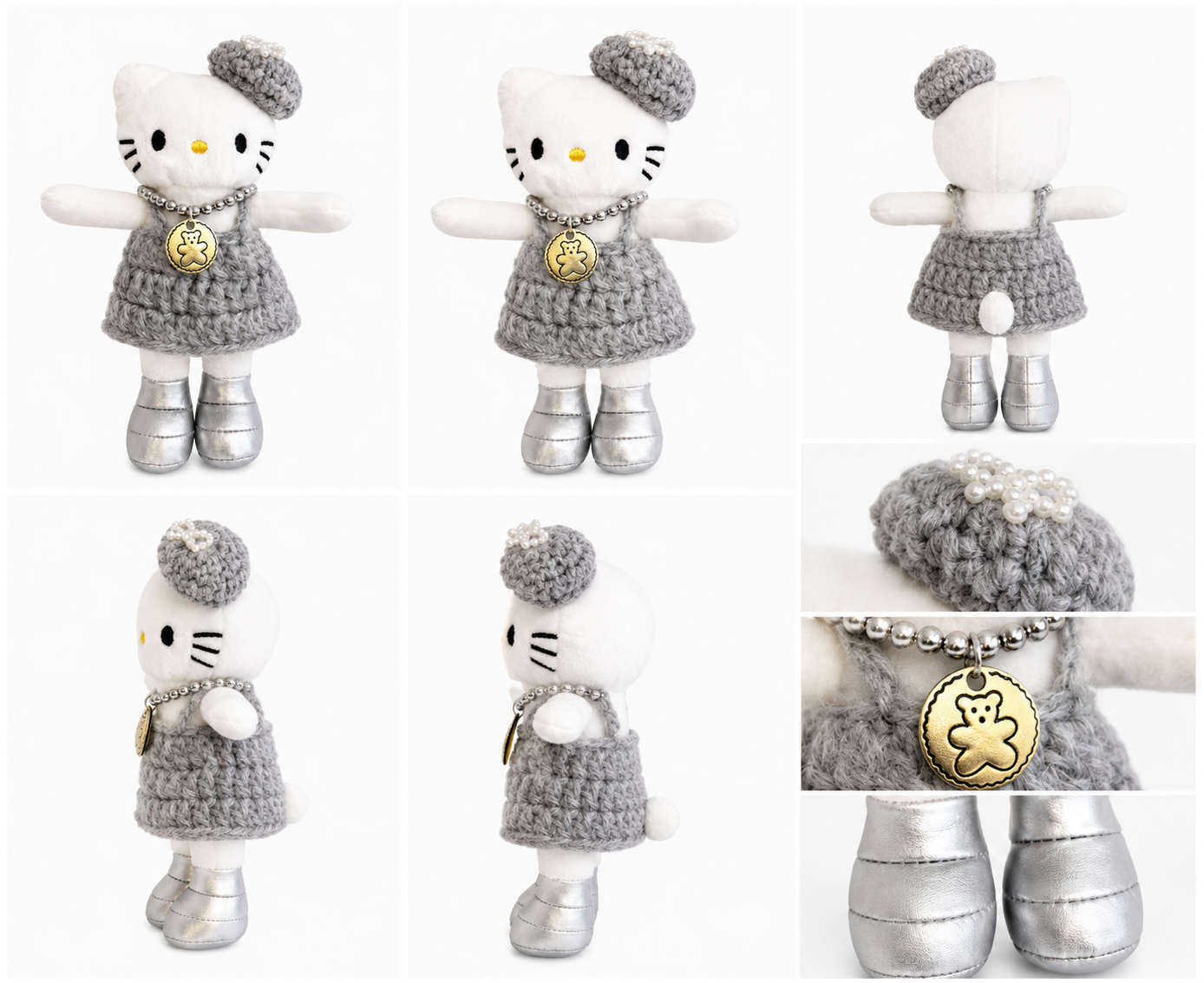 Sanrio Hello Kitty Chic Knit Dress Plush detail collage