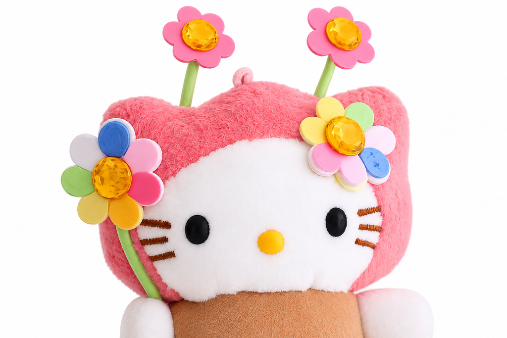Sanrio Hello Kitty Flower Garden Plush Keychain front detail
