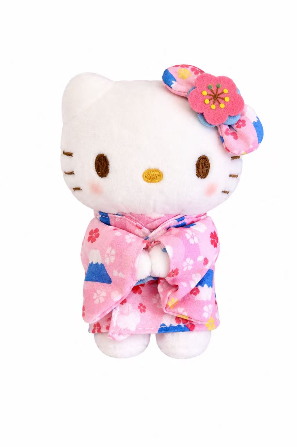 Sanrio Hello Kitty Sakura Kimono Plush Keychain front close view