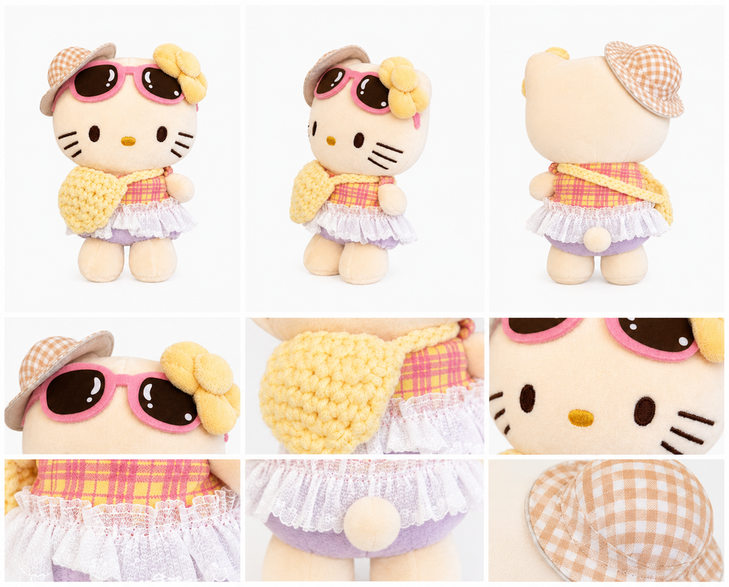 Sanrio Hello Kitty Sweet Summer Plush Keychain detail collage