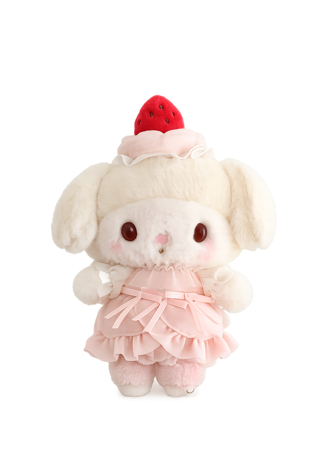 Sanrio Melody Strawberry Dessert Plush Keychain front view