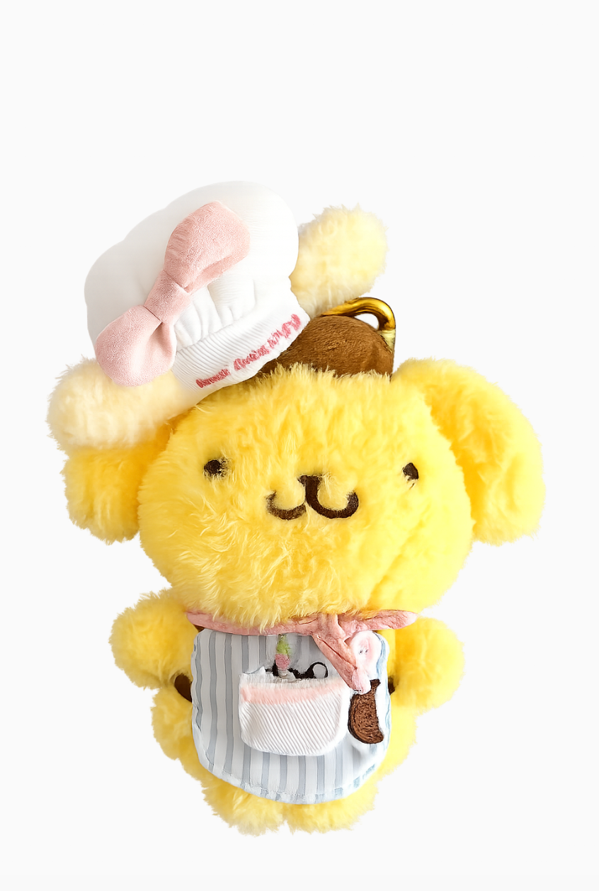 Sanrio Pompompurin Chef Plush Keychain front view