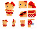 Hello Kitty Summer Vacation Plush Keychain detail collage