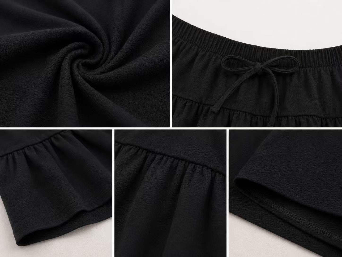 Black ruffle skort fabric detail