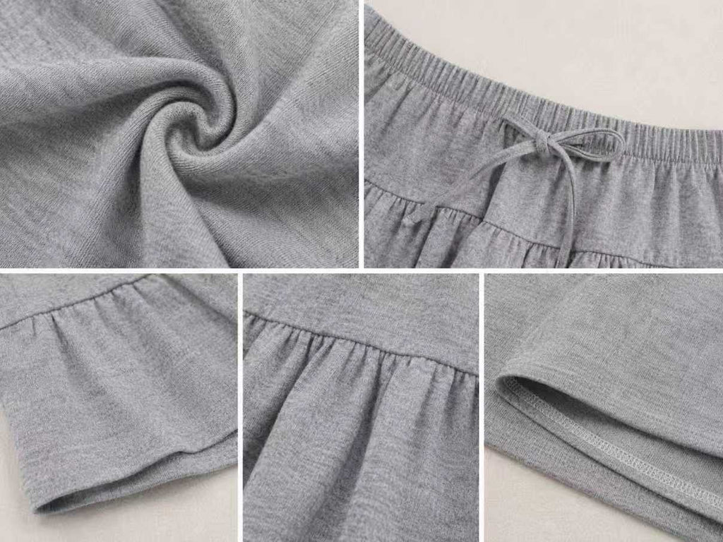 Heather grey ruffle mini skort detail