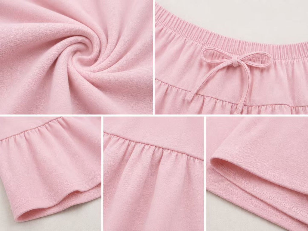 Blush pink ruffle mini skort product style