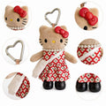Hello Kitty Vintage Floral Dress Plush Keychain detail collage