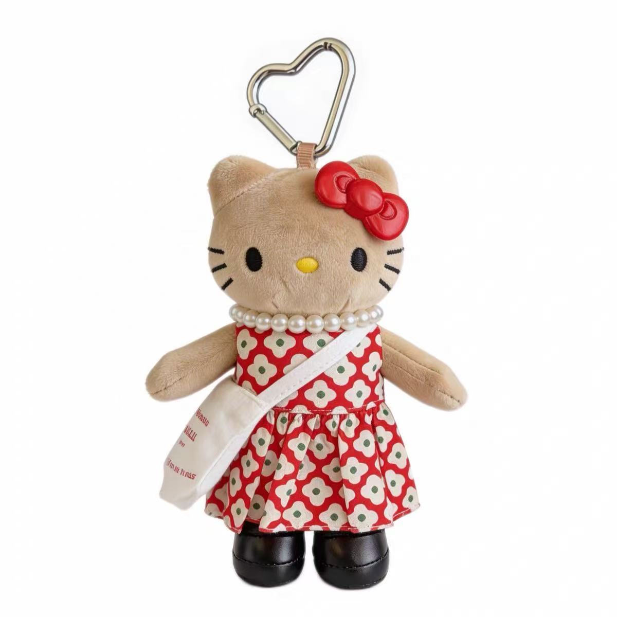 Hello Kitty Vintage Floral Dress Plush Keychain front
